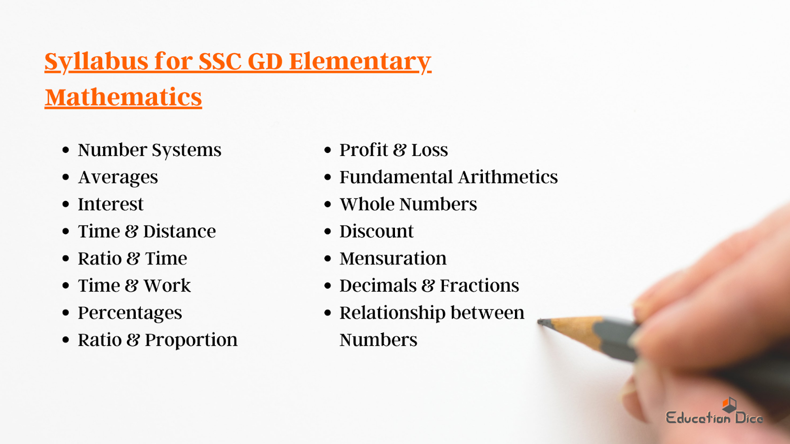 SSC GD Elementary Mathematics Syllabus